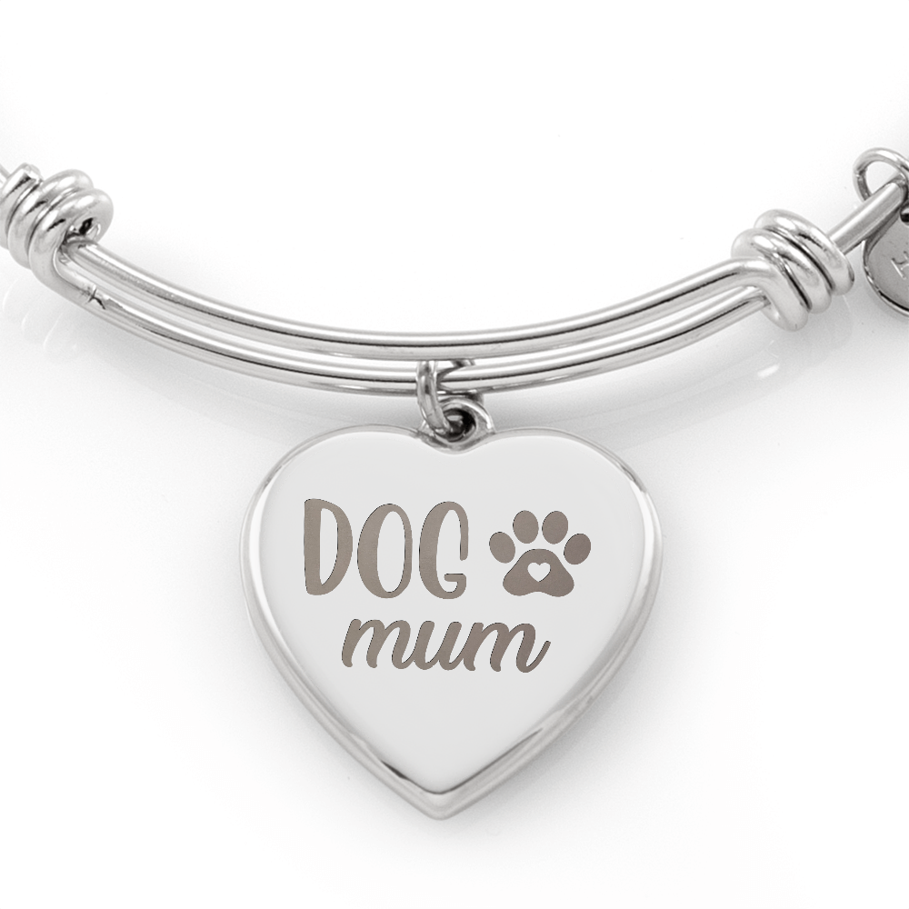 Dog Mum Luxury Heart Bangle with Engraving