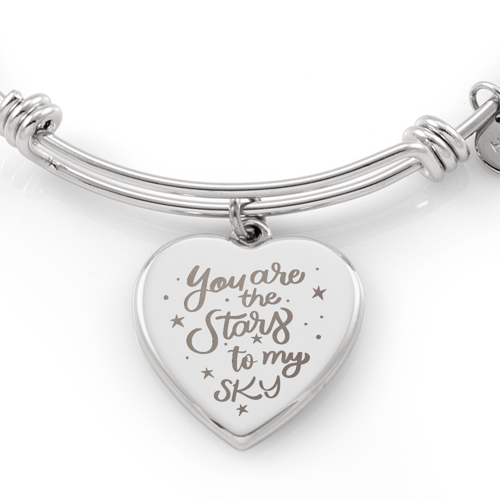 You Are the Stars to My Sky Engraved Heart Bangle
