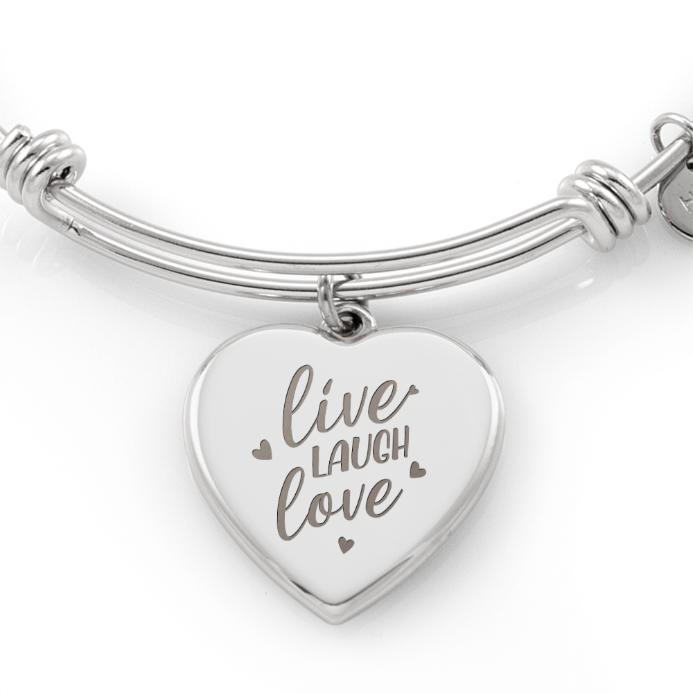 Live Laugh Love Engraved Heart Bangle