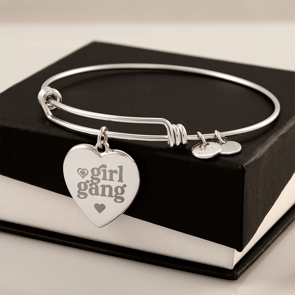Girl Gang Engraved Heart Bangle