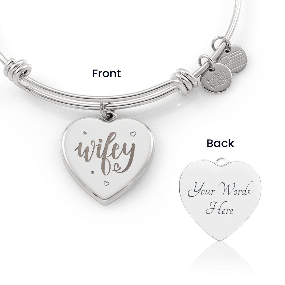 Wifey Engraved Heart Bangle