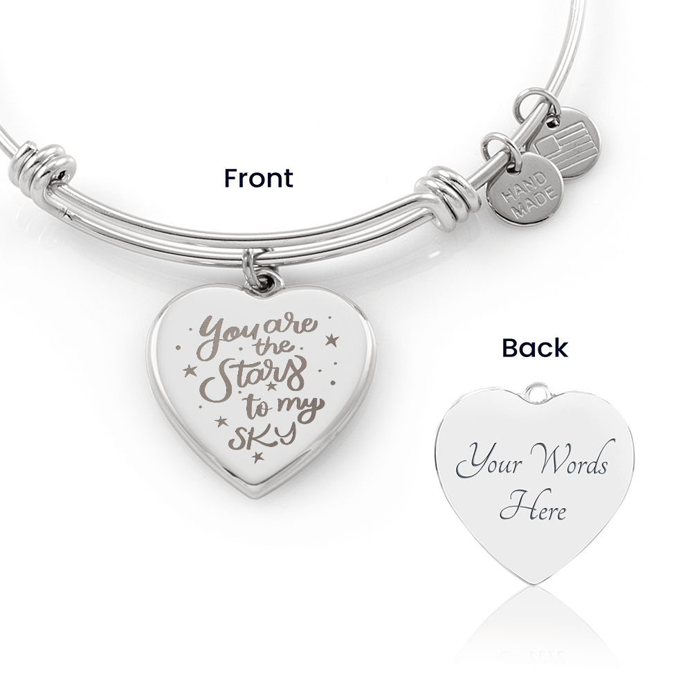 You Are the Stars to My Sky Engraved Heart Bangle