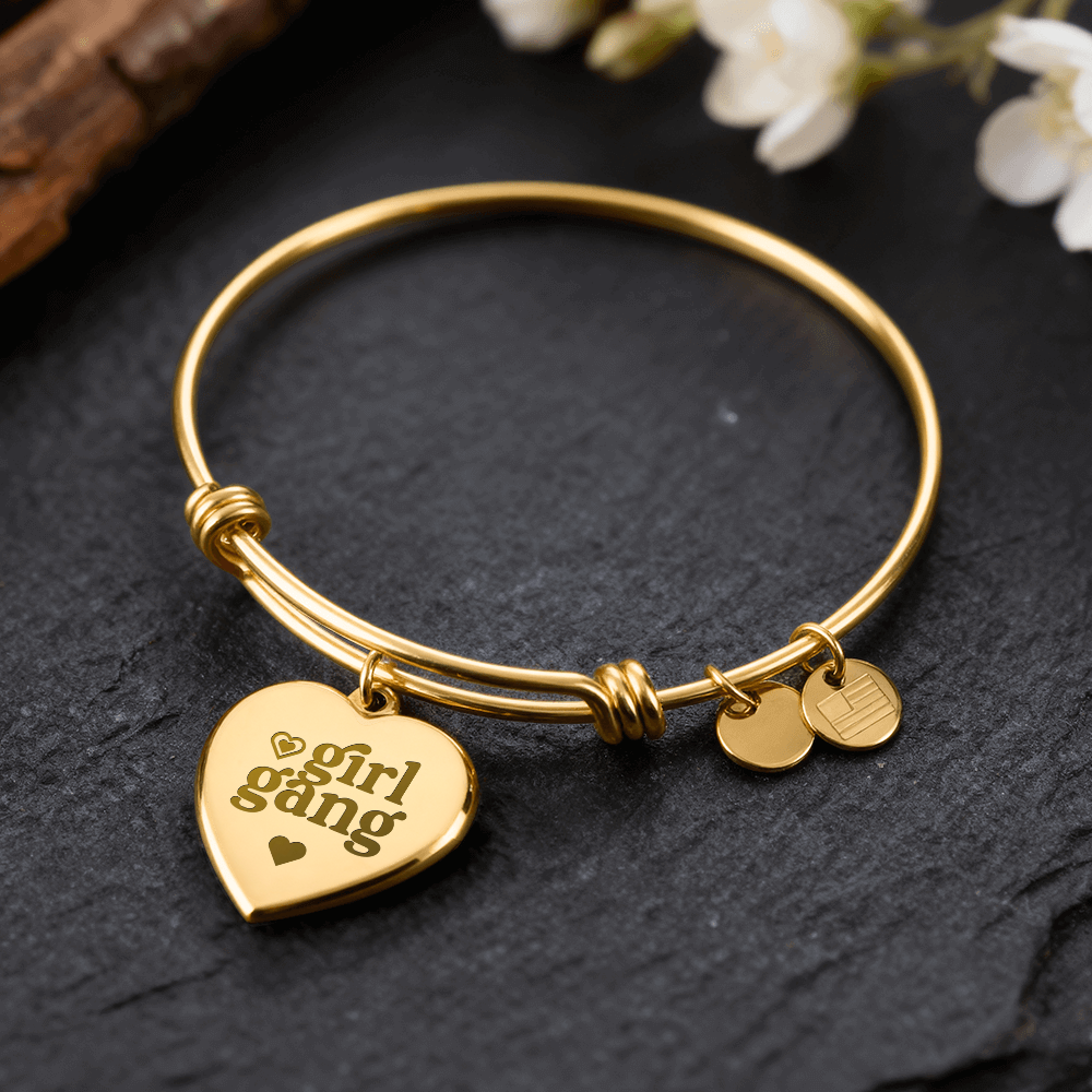 Girl Gang Engraved Heart Bangle