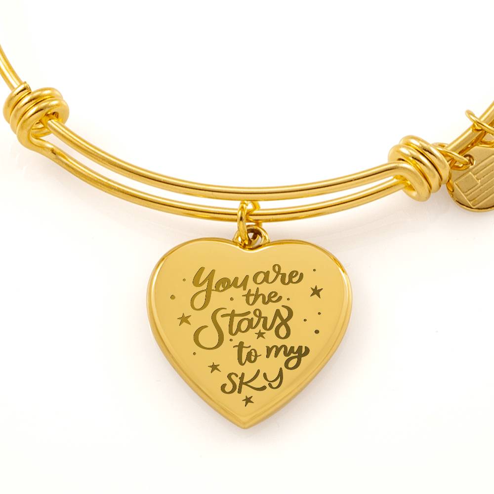You Are the Stars to My Sky Engraved Heart Bangle