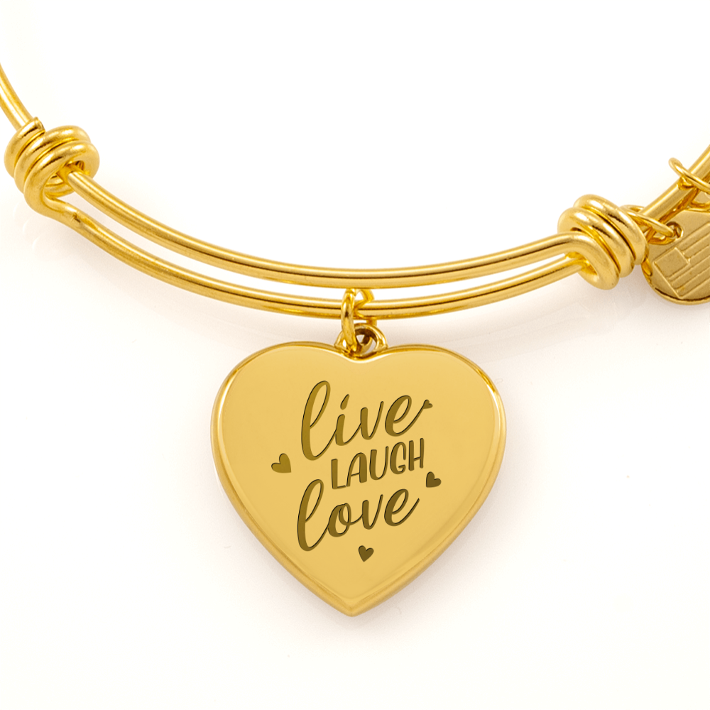 Live Laugh Love Engraved Heart Bangle