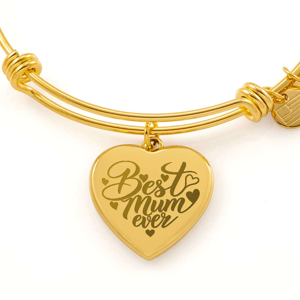 Best Mum Ever Heart Bangle with Engraving