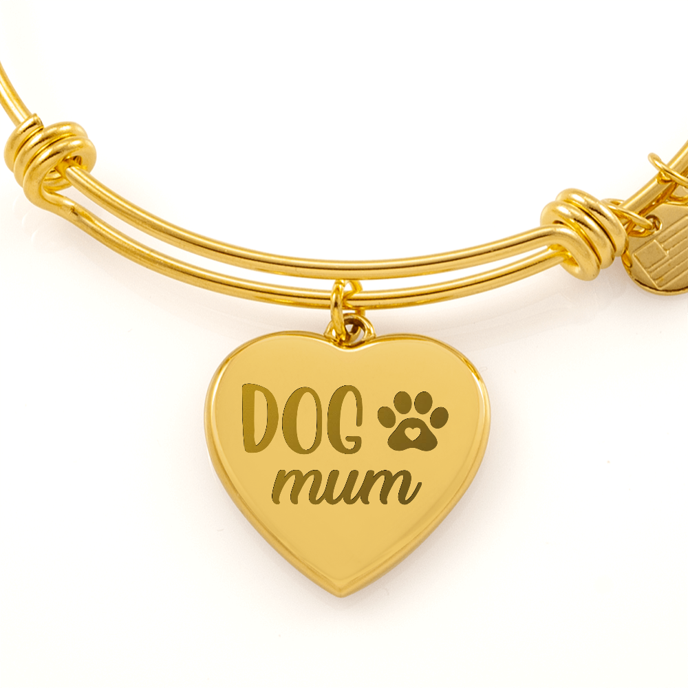 Dog Mum Luxury Heart Bangle with Engraving