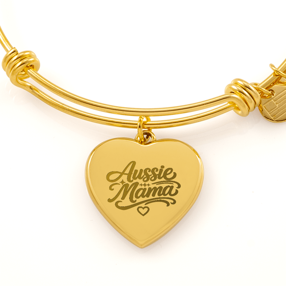 Aussie Mama Luxury Heart Bangle with Engraving