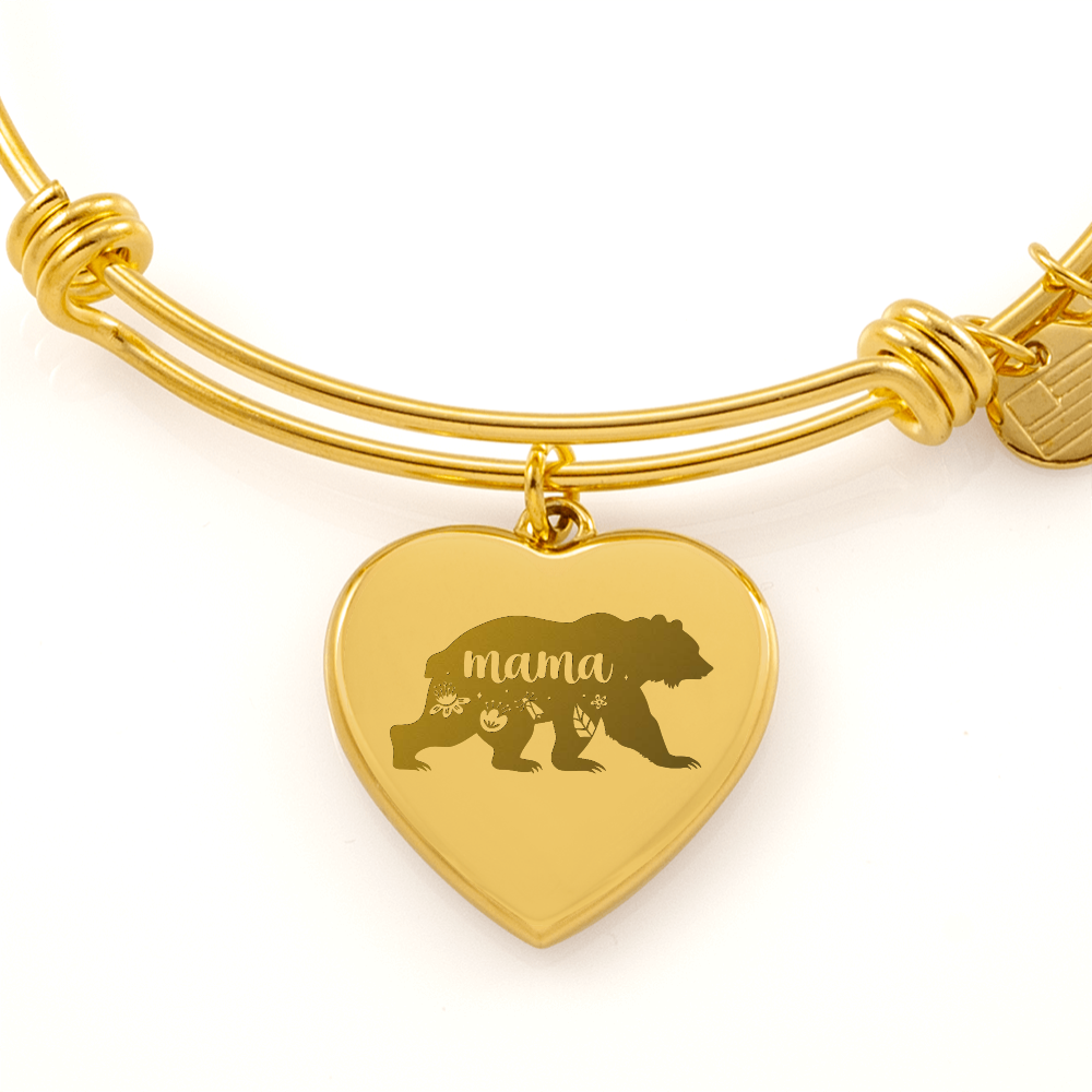 Mama Bear Engraved Heart Bangle