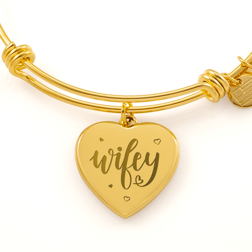 Wifey Engraved Heart Bangle