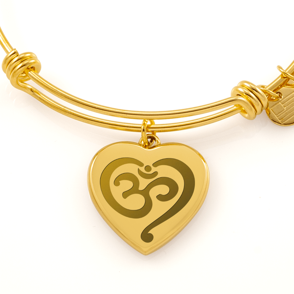 Om Symbol Spiritual Engraved Heart Bangle