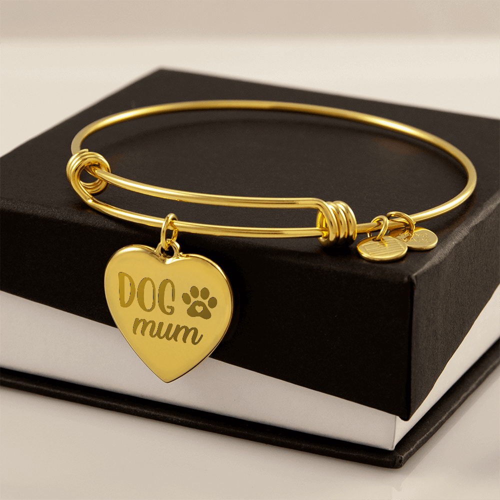 Dog Mum Luxury Heart Bangle with Engraving