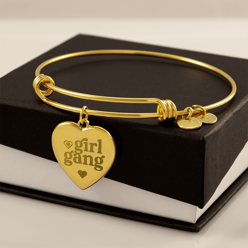 Girl Gang Engraved Heart Bangle