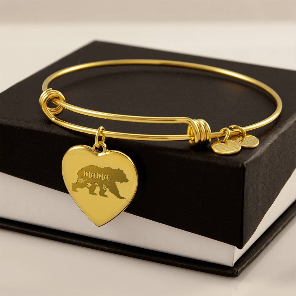 Mama Bear Engraved Heart Bangle