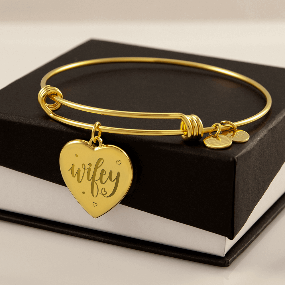 Wifey Engraved Heart Bangle