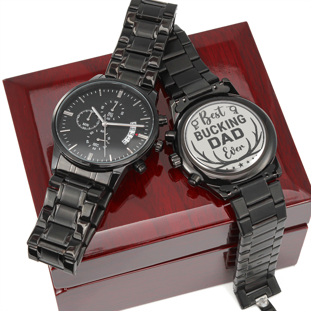 Engraved Black Chronograph Watch – Design 4450