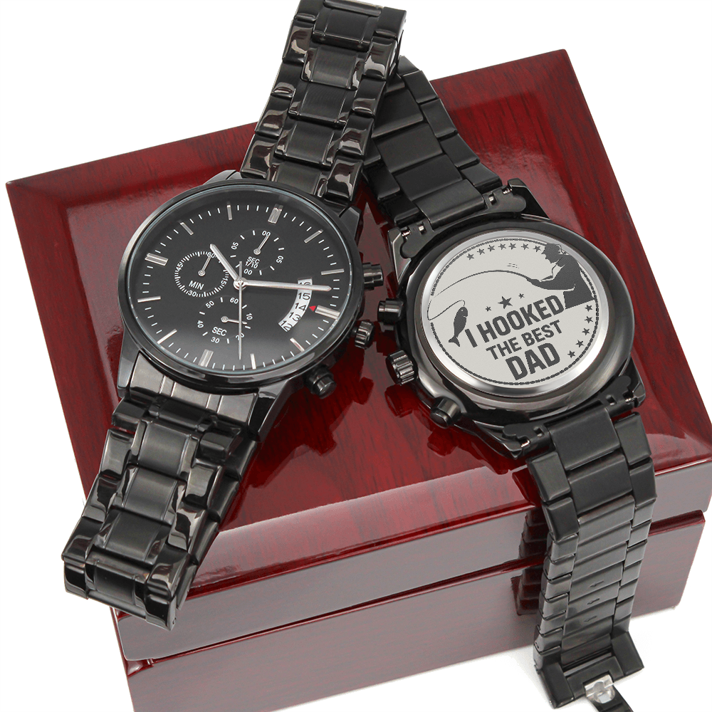 Engraved Black Chronograph Watch – Design 3272
