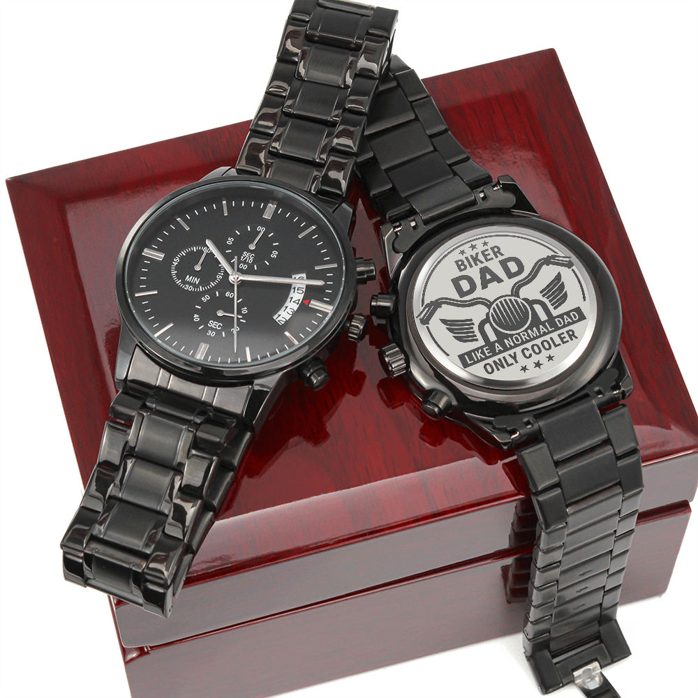 Engraved Black Chronograph Watch – Design 4457
