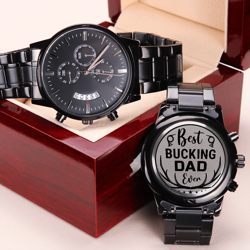 Engraved Black Chronograph Watch – Design 4450