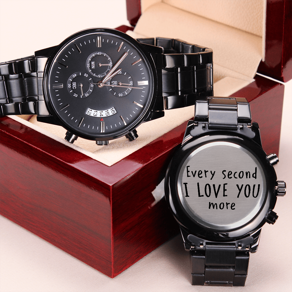 Engraved Black Chronograph Watch – Design 4310