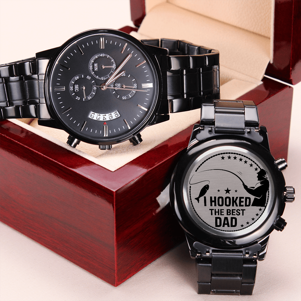 Engraved Black Chronograph Watch – Design 3272