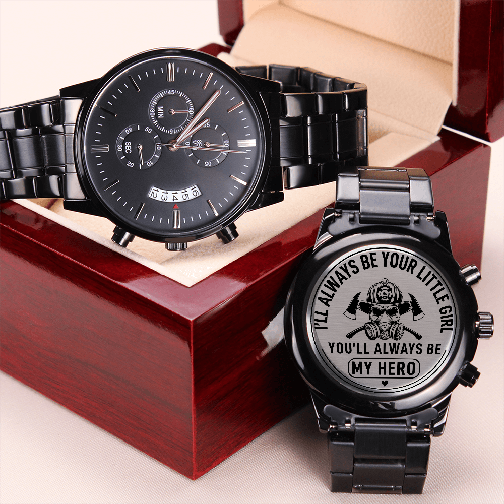 Engraved Black Chronograph Watch – Design 8043