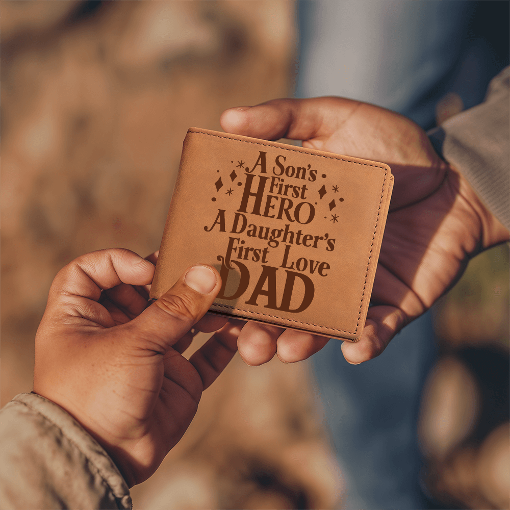 A Son's First Hero & Daughter's First Love Dad Graphic Leather Wallet