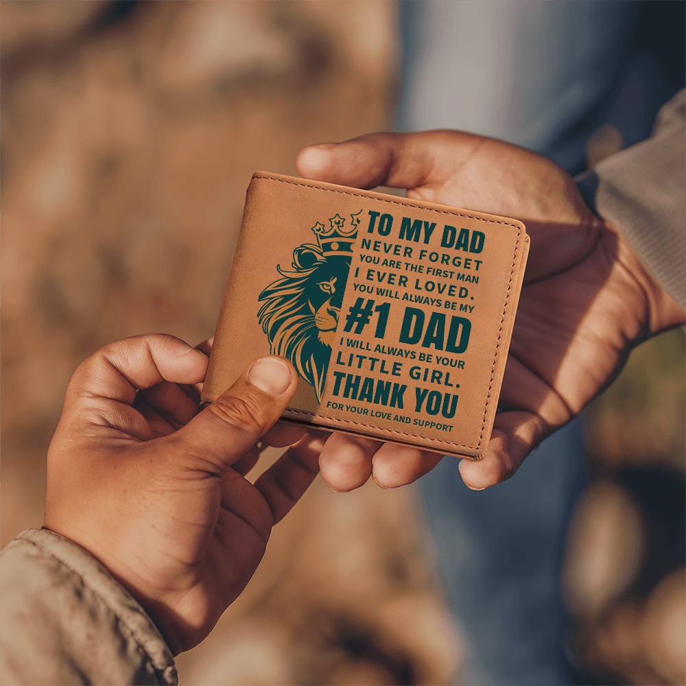 To My Dad My First Love & #1 Dad Graphic Leather Wallet