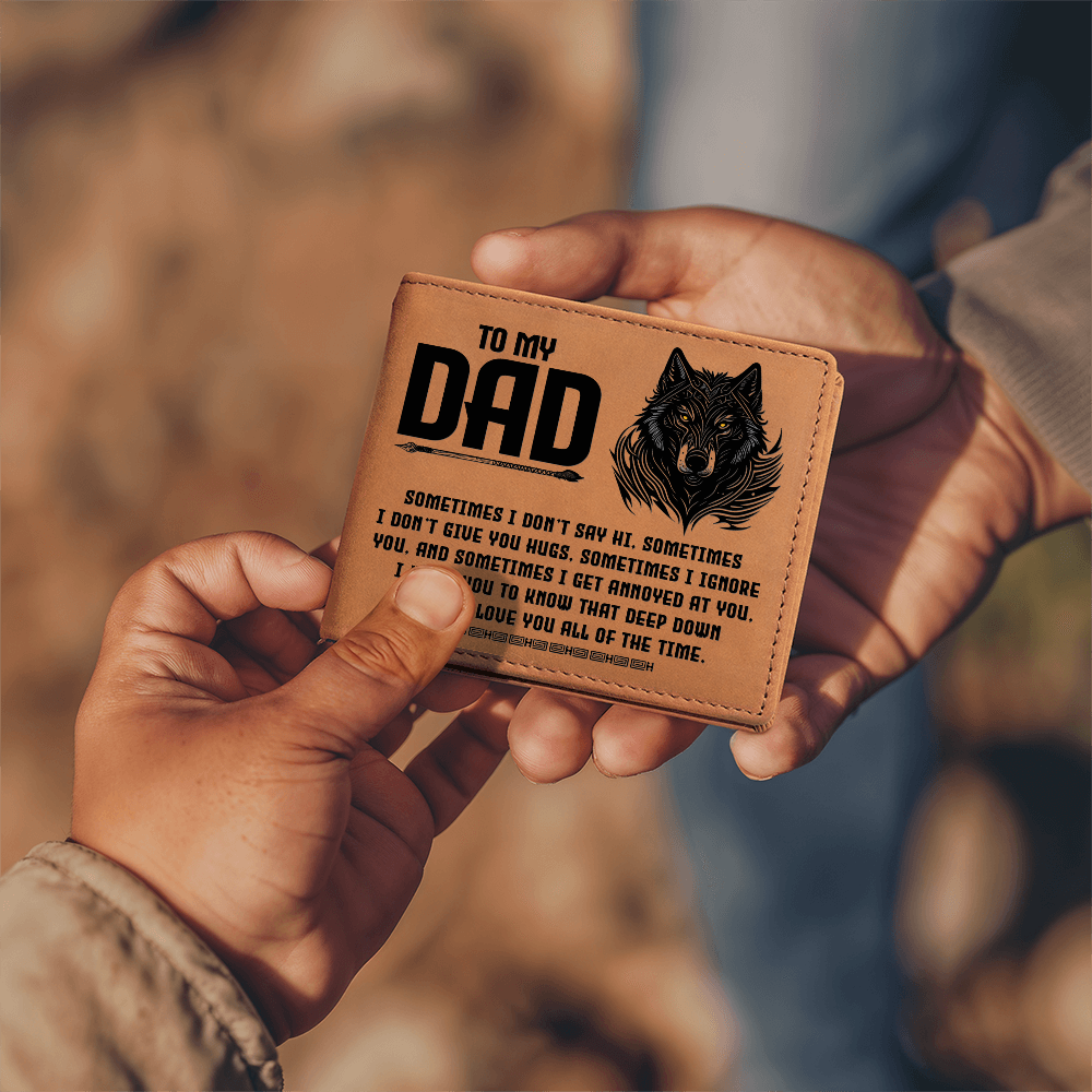 To My Dad I Love You All of the Time Graphic Leather Wallet