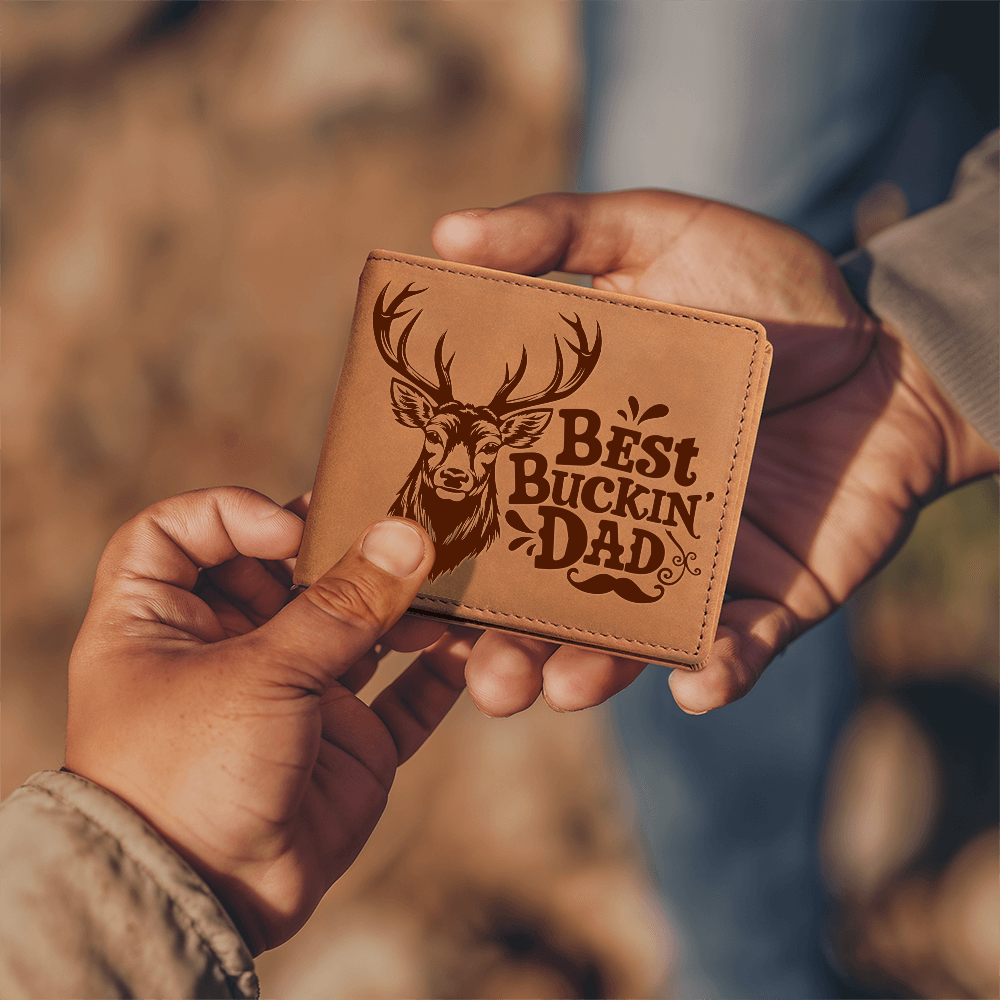 Best Buckin' Dad Graphic Leather Wallet