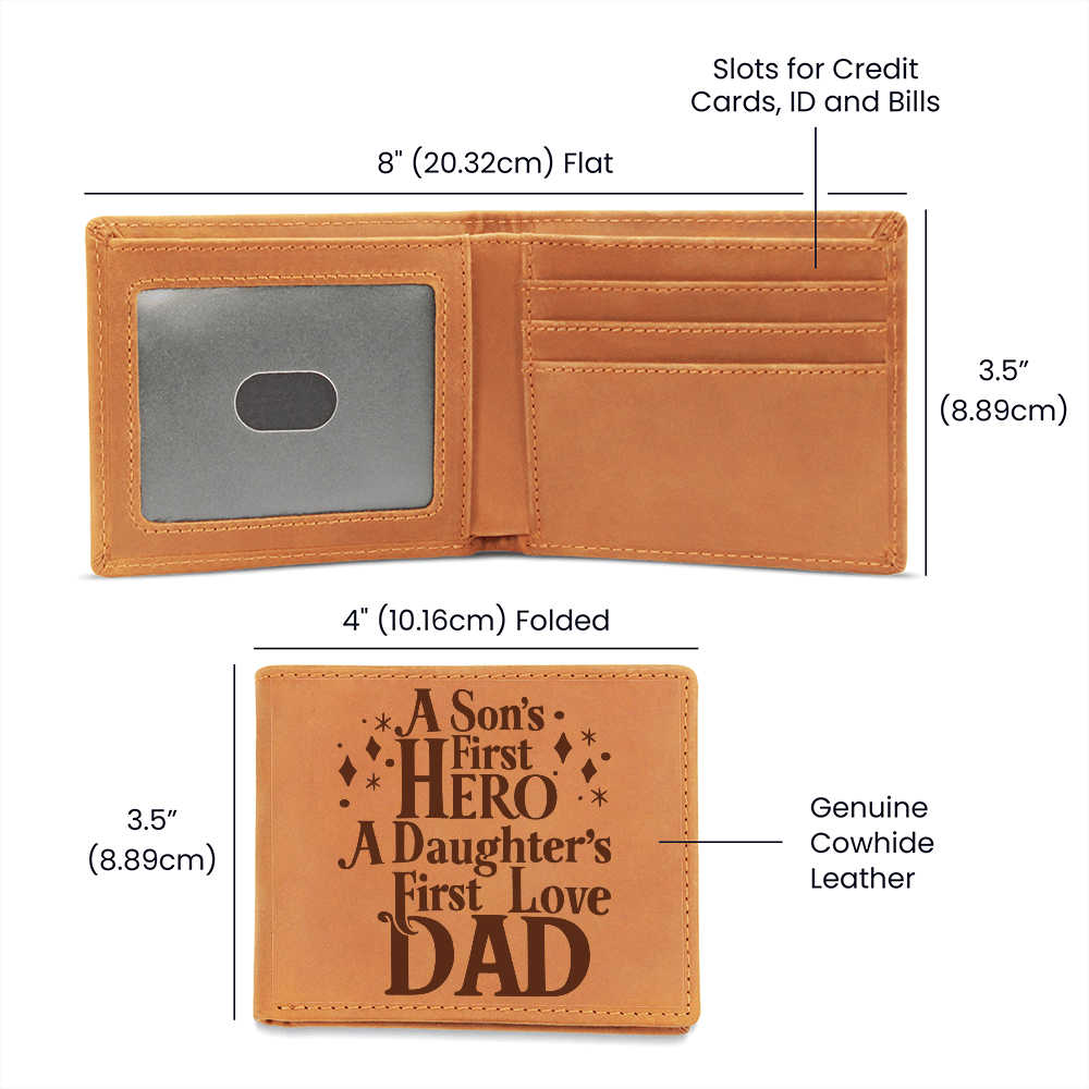 A Son's First Hero & Daughter's First Love Dad Graphic Leather Wallet