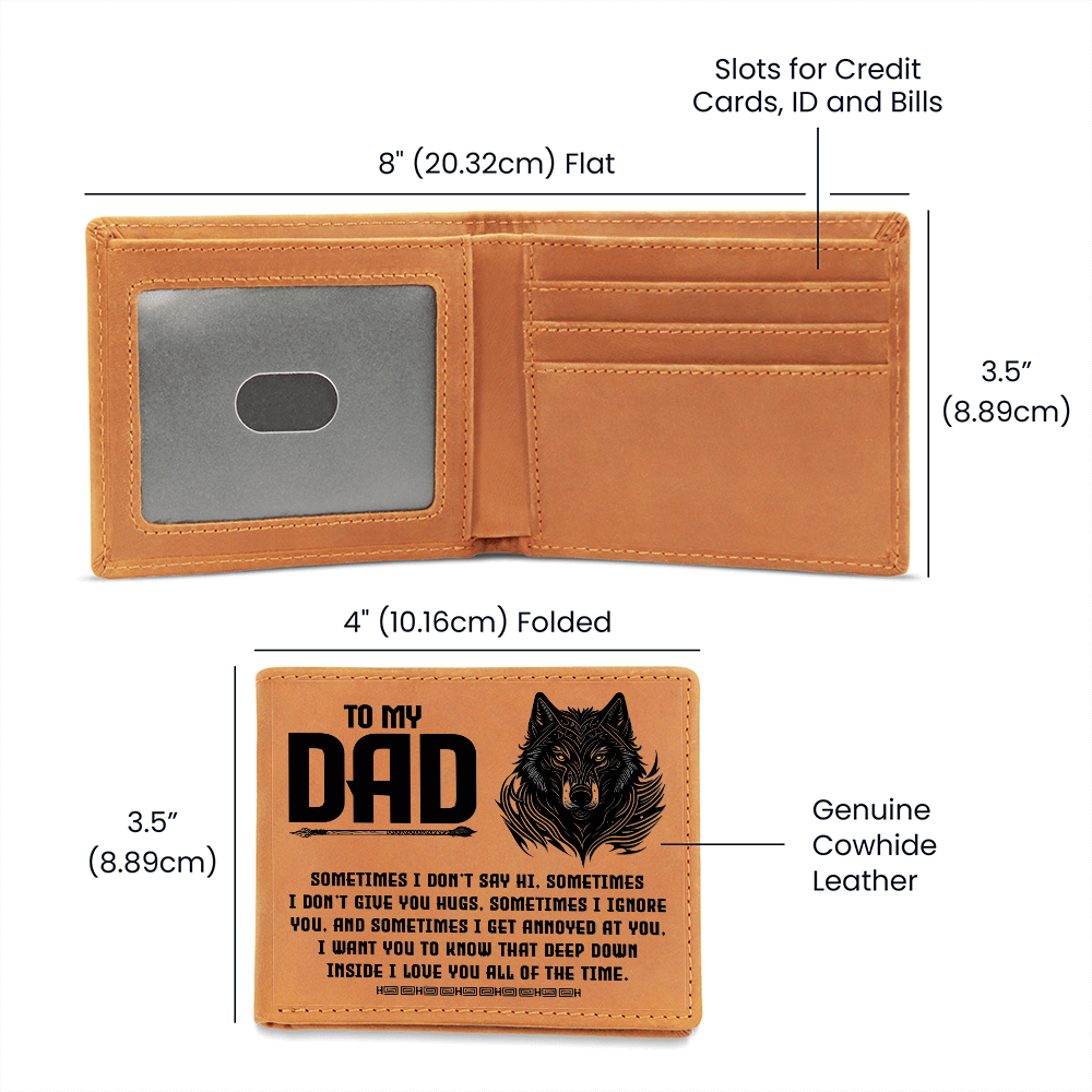 To My Dad I Love You All of the Time Graphic Leather Wallet