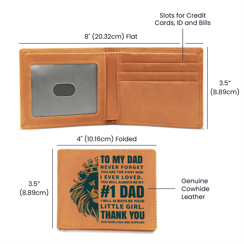 To My Dad My First Love & #1 Dad Graphic Leather Wallet