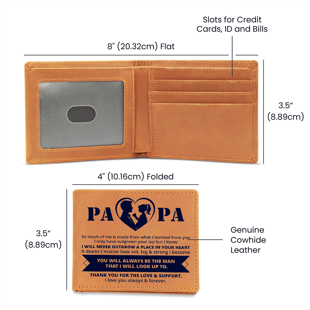Papa You'll Always Be the Man I Look Up To Graphic Leather Wallet
