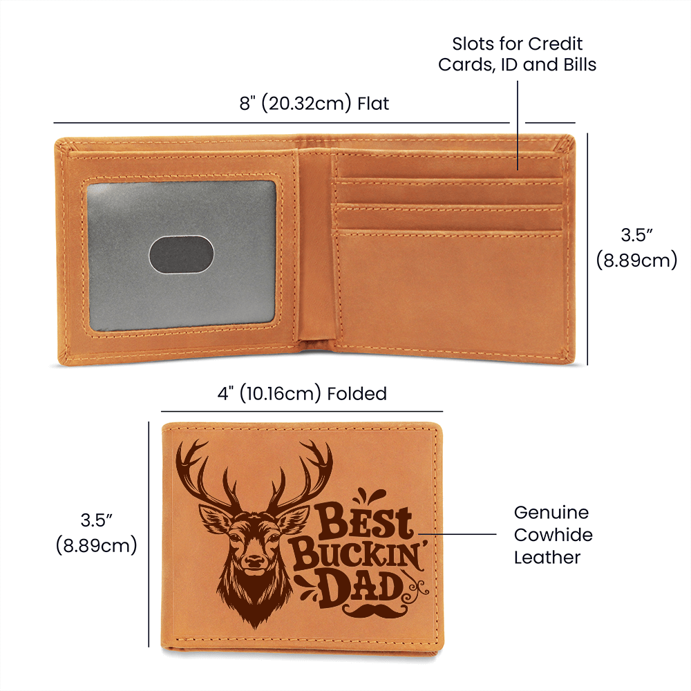Best Buckin' Dad Graphic Leather Wallet