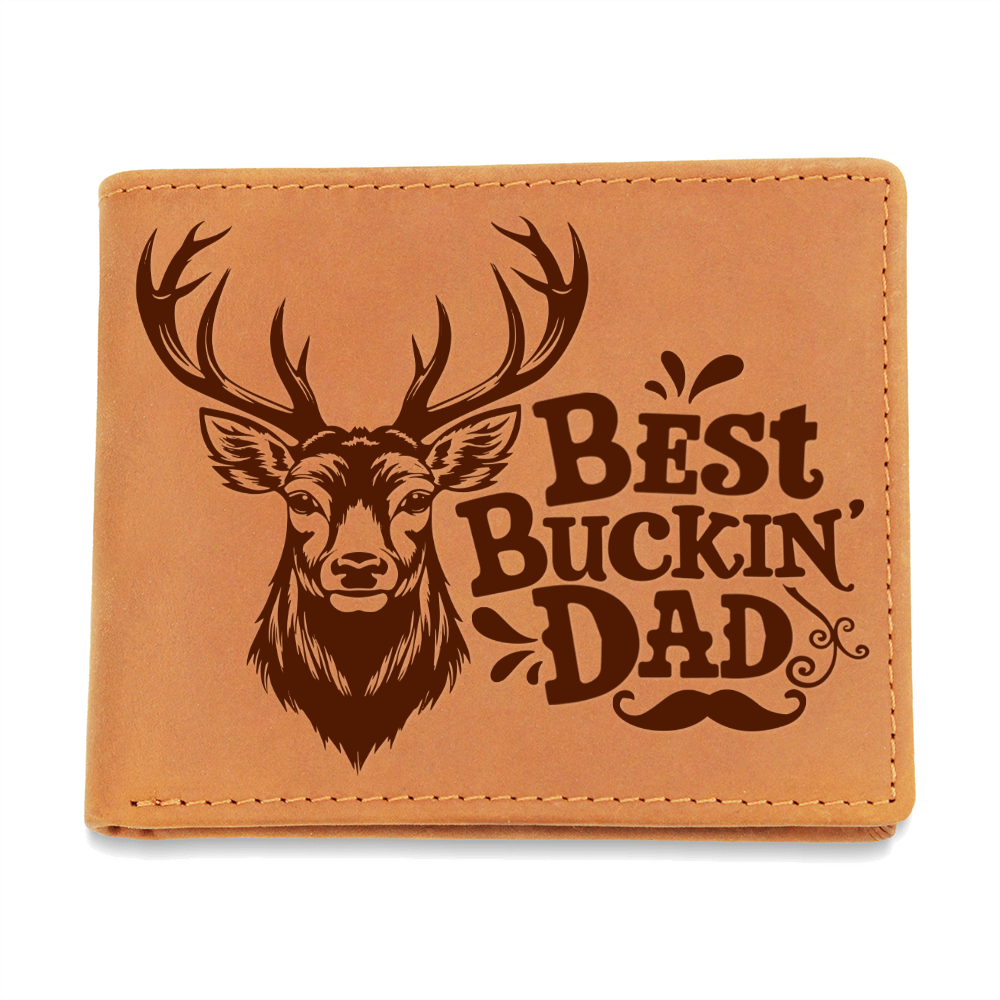 Best Buckin' Dad Graphic Leather Wallet