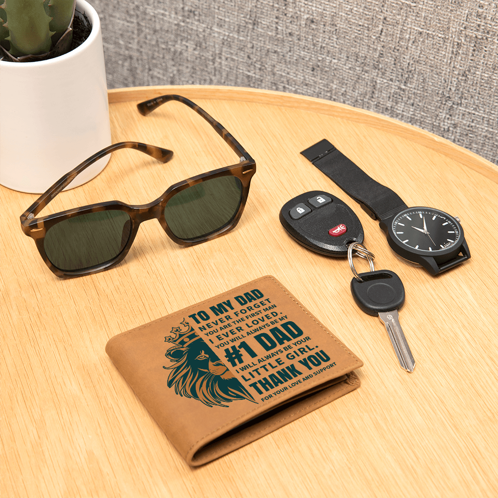 To My Dad My First Love & #1 Dad Graphic Leather Wallet