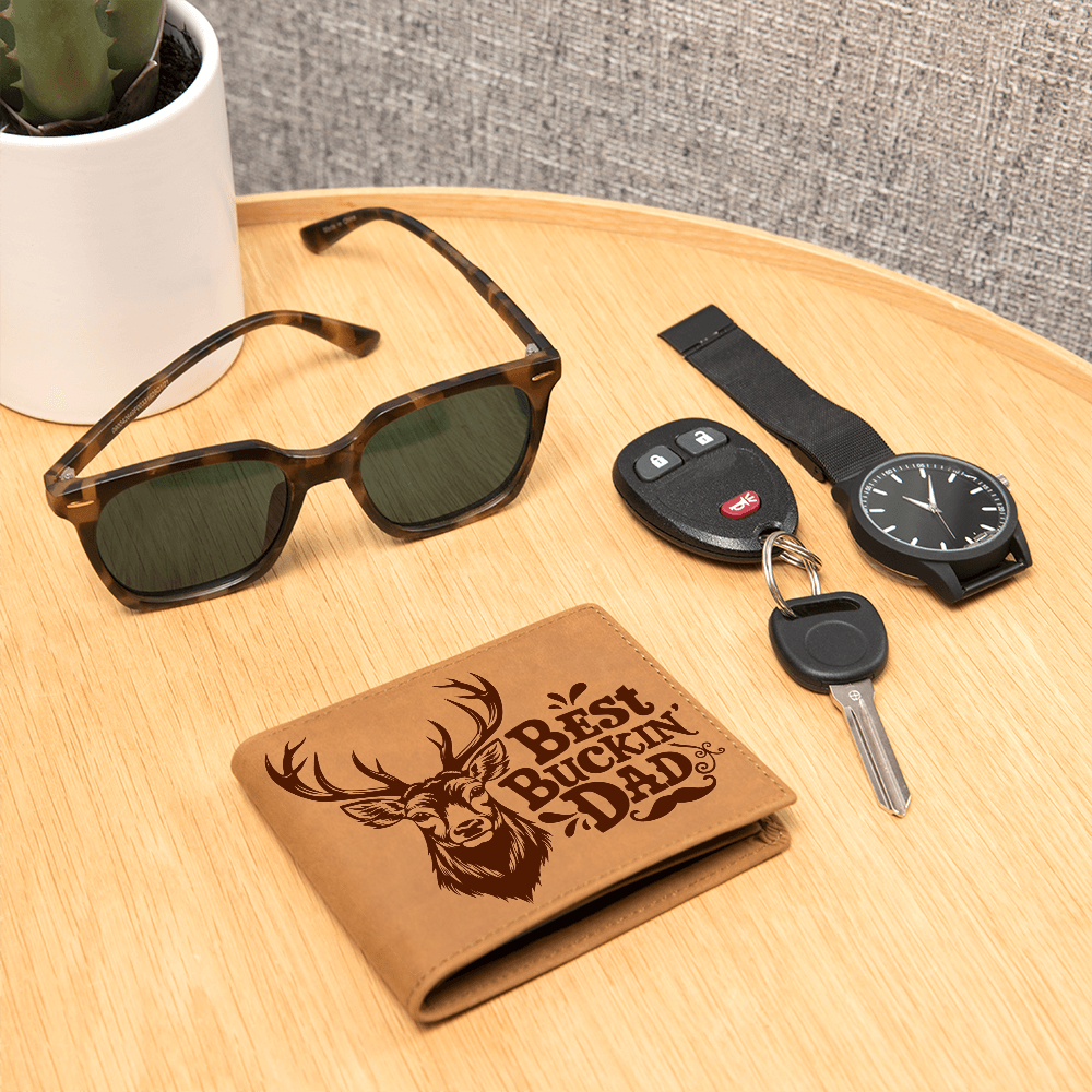 Best Buckin' Dad Graphic Leather Wallet
