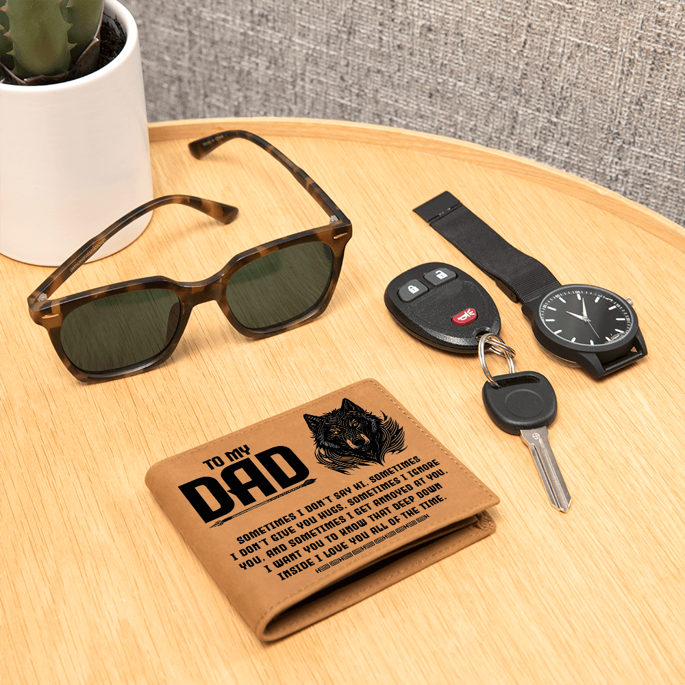 To My Dad I Love You All of the Time Graphic Leather Wallet