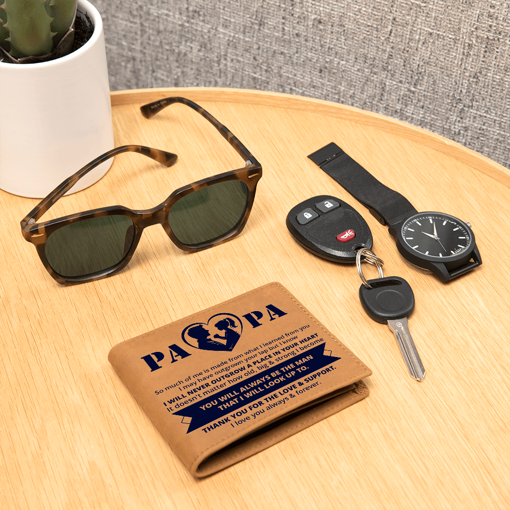 Papa You'll Always Be the Man I Look Up To Graphic Leather Wallet