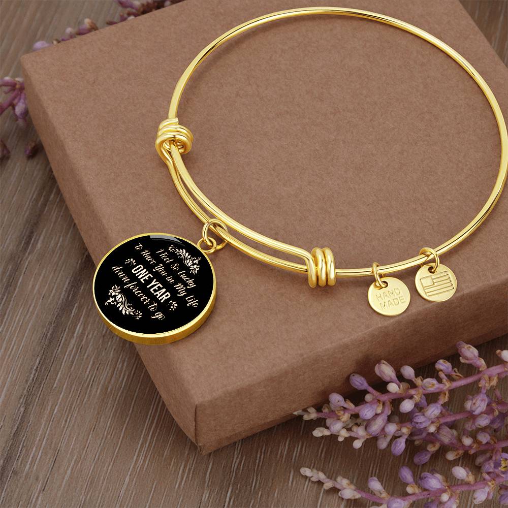 One Year Down Forever to Go Anniversary Circle Bangle
