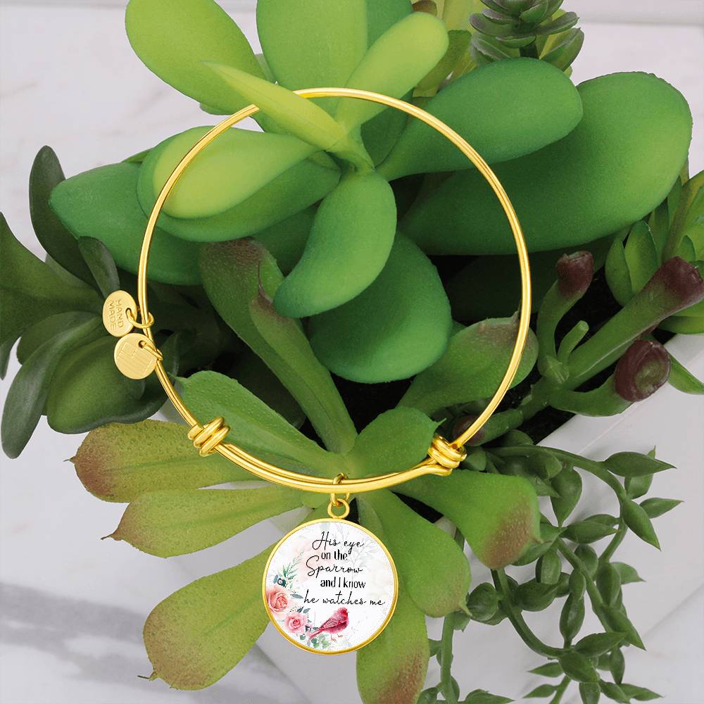 His Eye on the Sparrow He Watches Me Circle Bangle