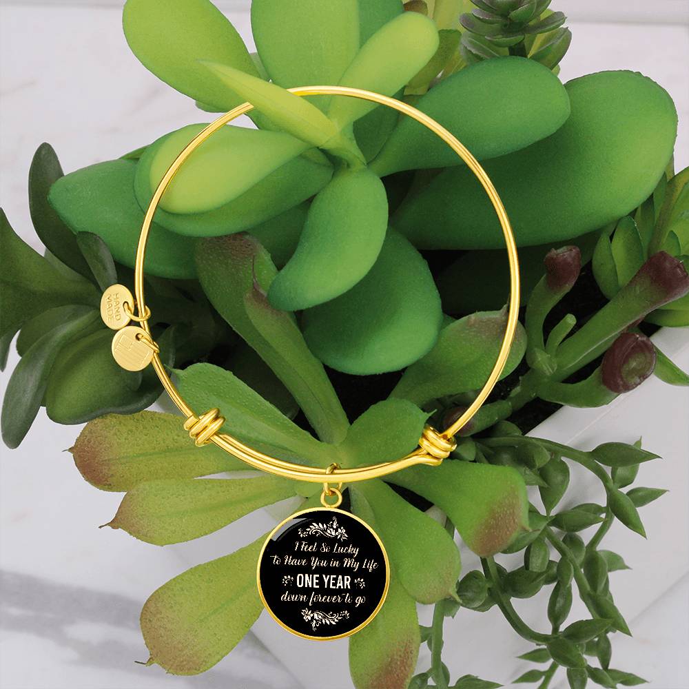One Year Down Forever to Go Anniversary Circle Bangle