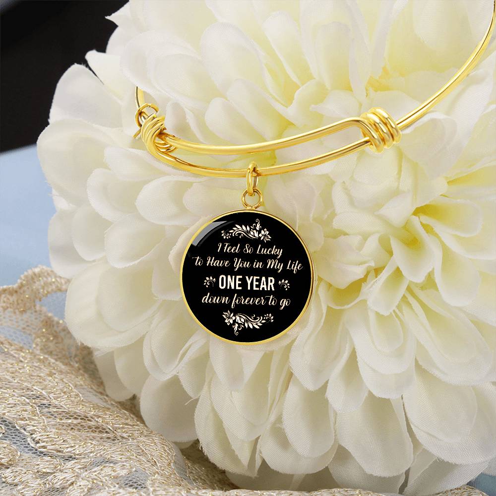 One Year Down Forever to Go Anniversary Circle Bangle