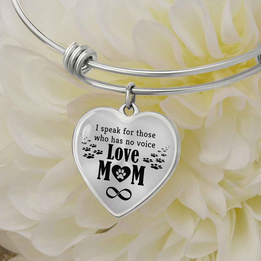 I Speak for Those Who Have No Voice Luxury Heart Bangle