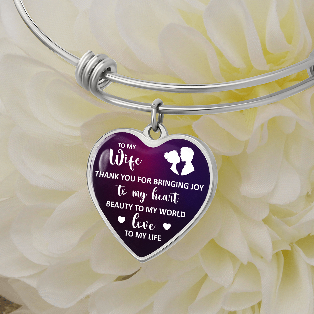 Thank You for Bringing Joy to My Heart Wife Luxury Heart Bangle