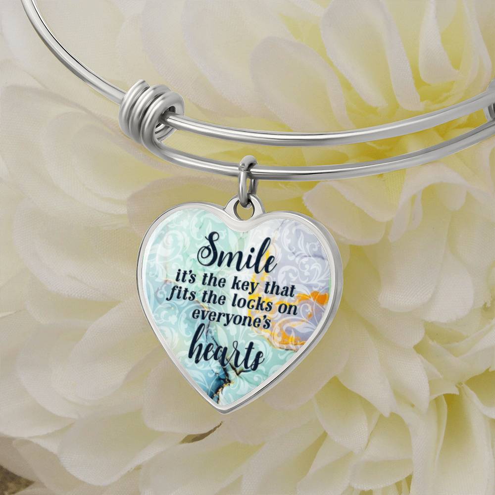 Smile Is the Key Luxury Heart Bangle
