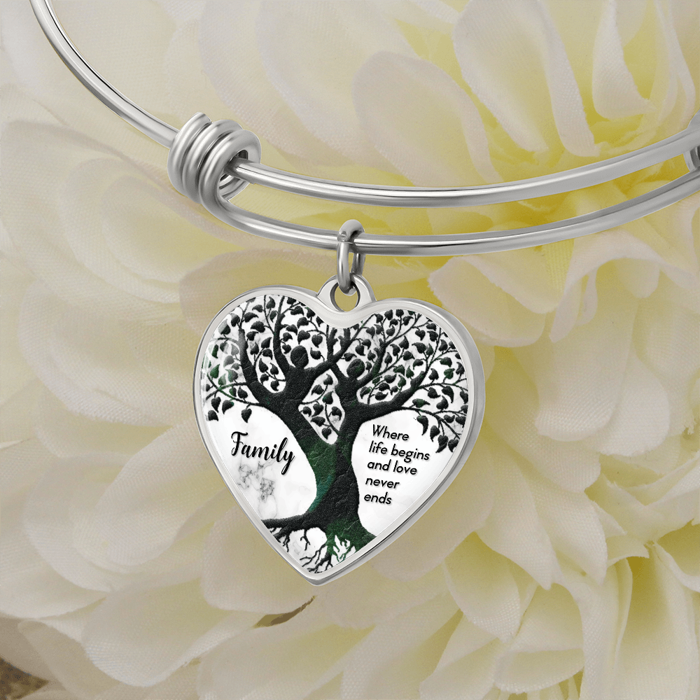 Family Where Life Begins Luxury Heart Bangle