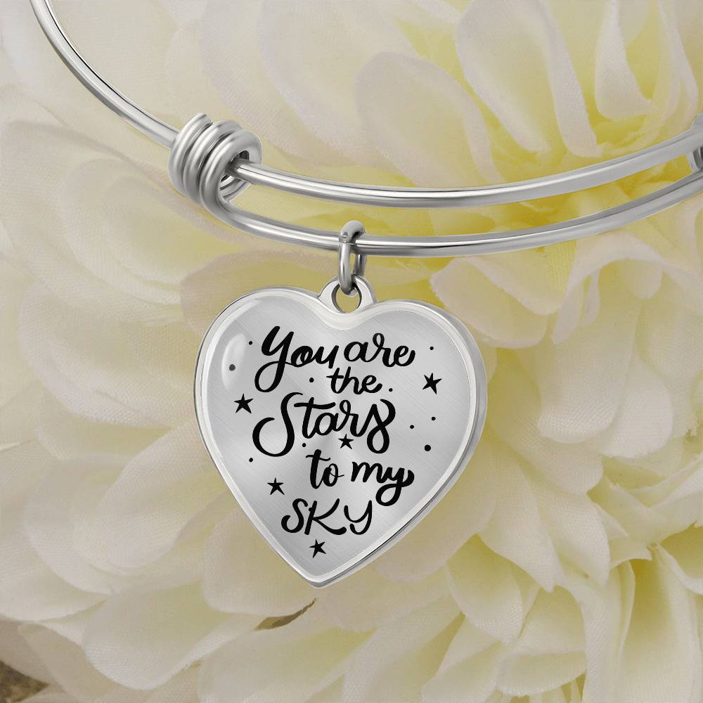 You Are the Stars to My Sky Luxury Heart Bangle