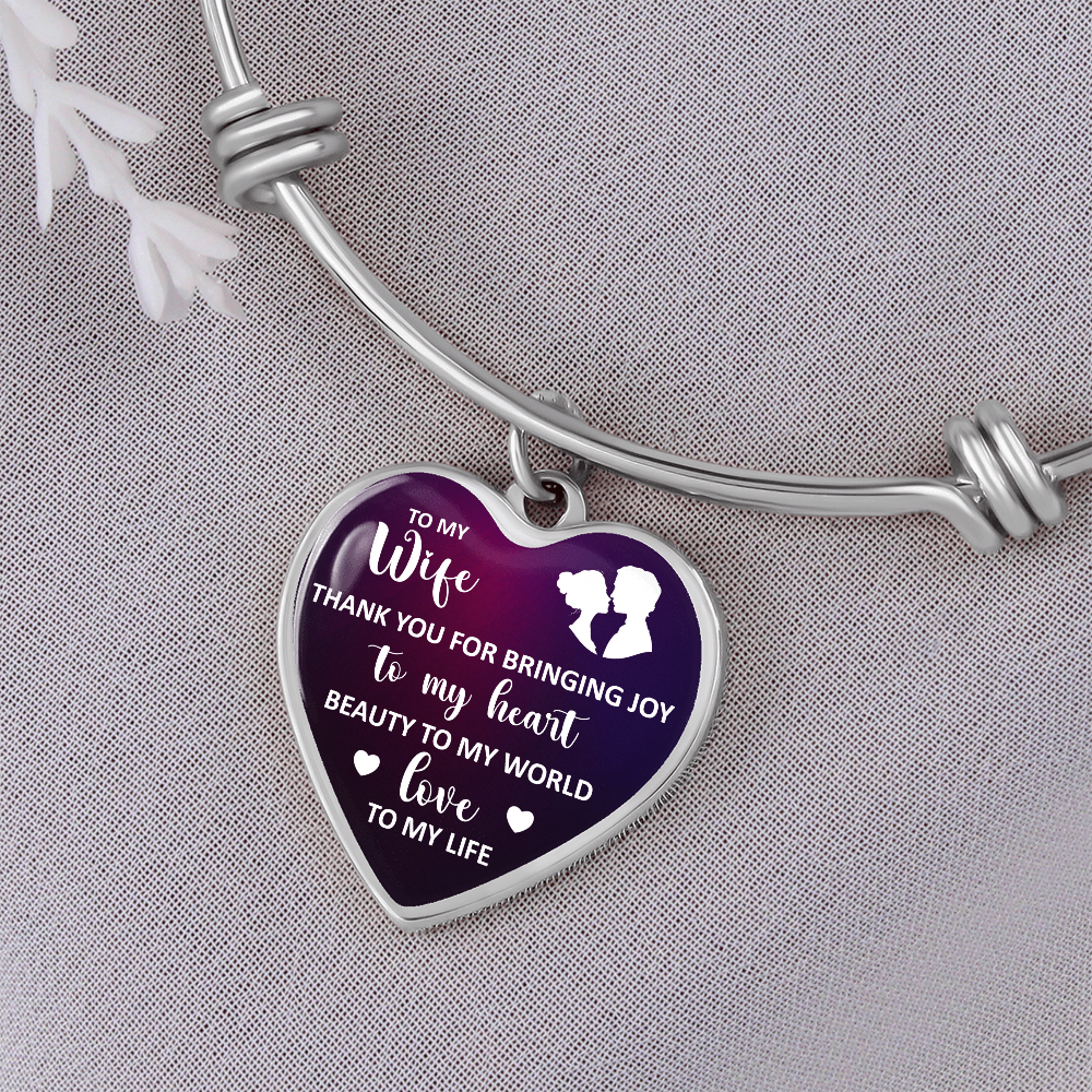 Thank You for Bringing Joy to My Heart Wife Luxury Heart Bangle